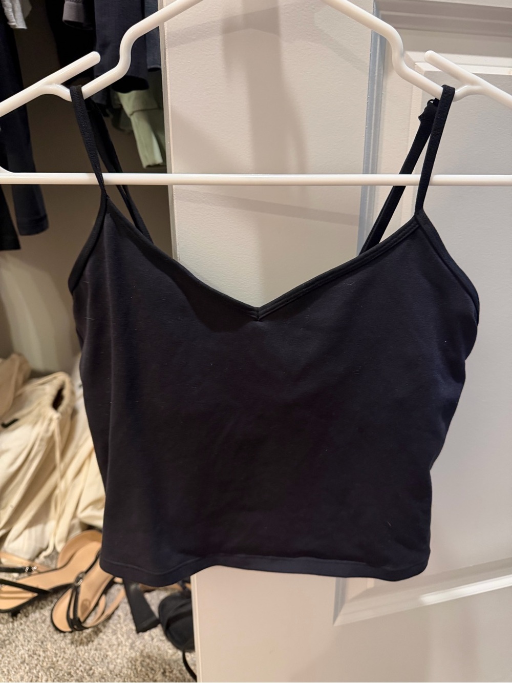 Alo Black V-Neck Spaghetti Strap Tank Top